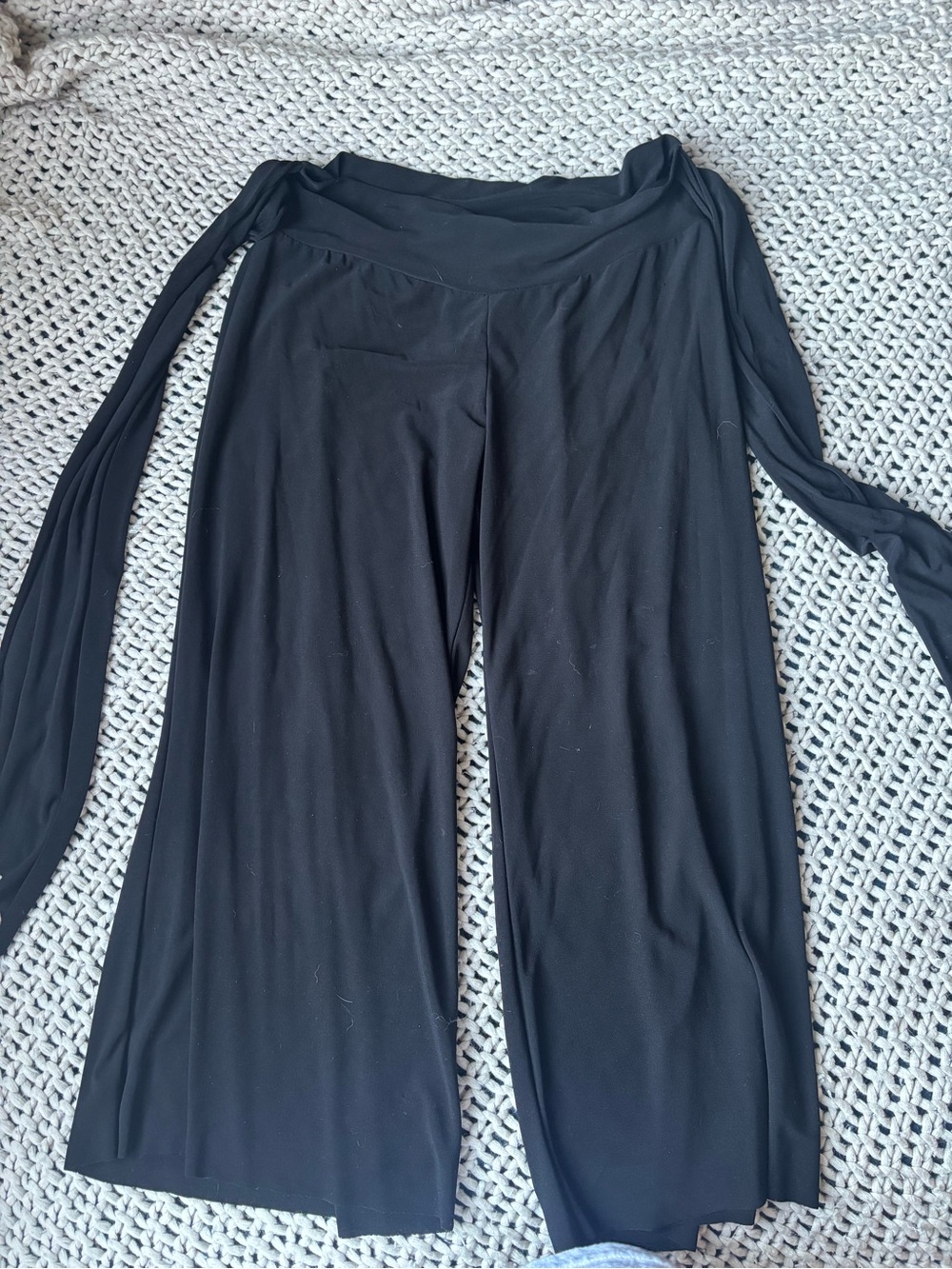 RACHEL Rachel Roy Black Wide-Leg Tie-Waist Pants